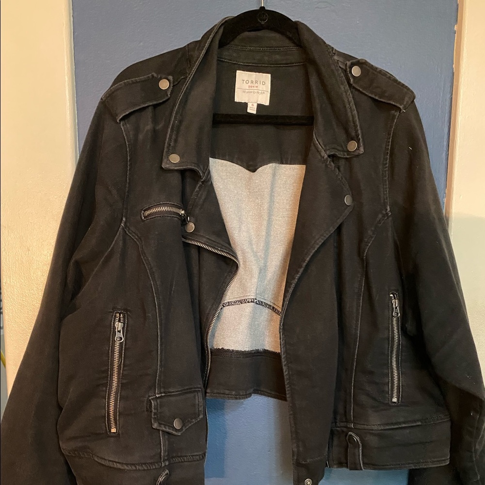 Torrid Black Denim Moto Jacket